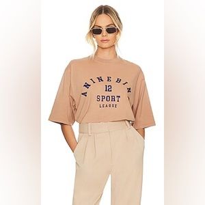 Anine Bing Caden League Tee in Washed Camel. Women’s size large. From Revolve.